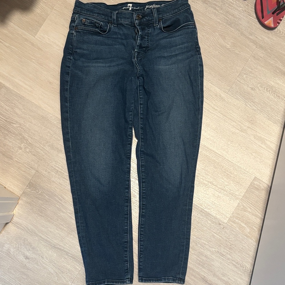 7 For All Mankind Dark Blue Ankle Jeans